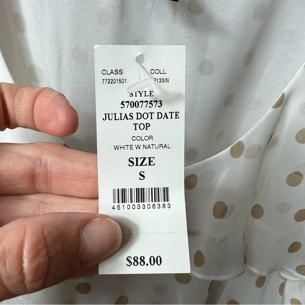 Nwt Whbm Julia’s Dot Date Top